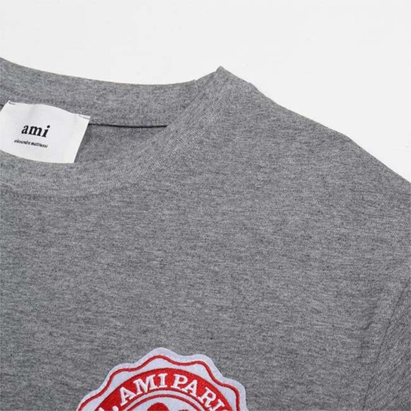 Ami Alexandre Mattiussi France Patch Logo Grey Tee Shirt - Picture 5 of 10